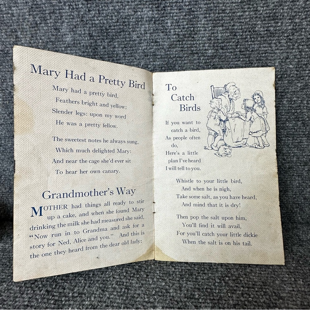 Vintage linen child’s book 1921 Happy Little Girls Linentex Saalfield USA 5.5x9 - Picture 3 of 7